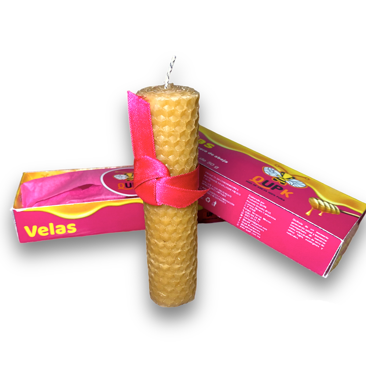 Vela de cera de abeja con miel, 1 pieza de 50 grs. QUPK